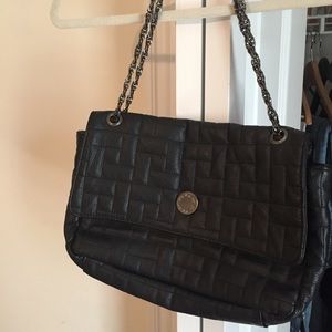 Black faux leather shoulder/cross body bag