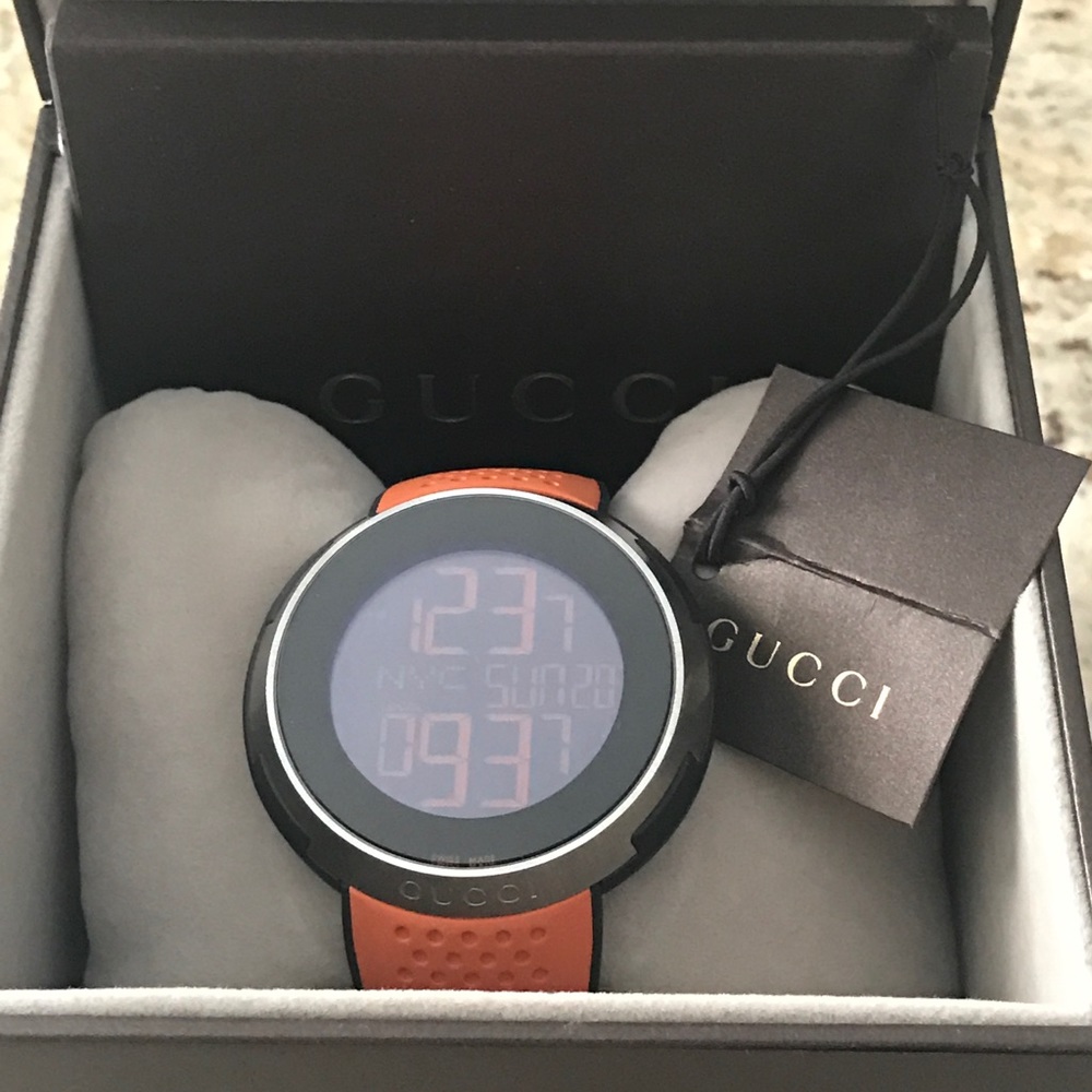 Gucci Digital Watch 49 mm orange band steel