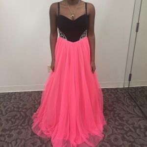 Blondie Nite’s Coral Black Cutout Prom Dress