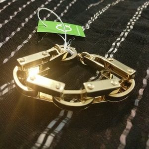 C Wonder Leather Inlay Link Bracelet