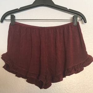 Maroon flowy brandy melville shorts