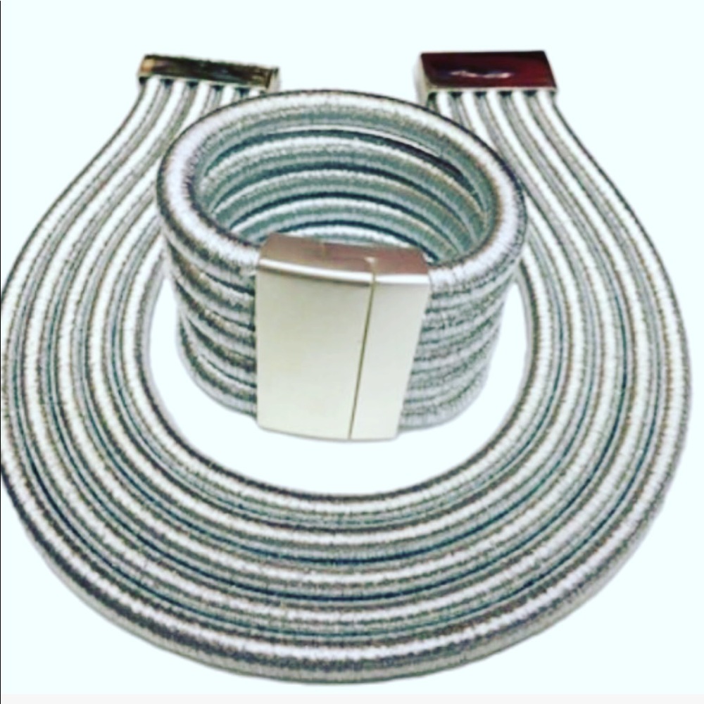 Silver Plated Multi Layer Choker And Bracelet Set - image 3