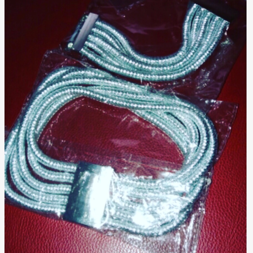 Silver Plated Multi Layer Choker And Bracelet Set - image 6