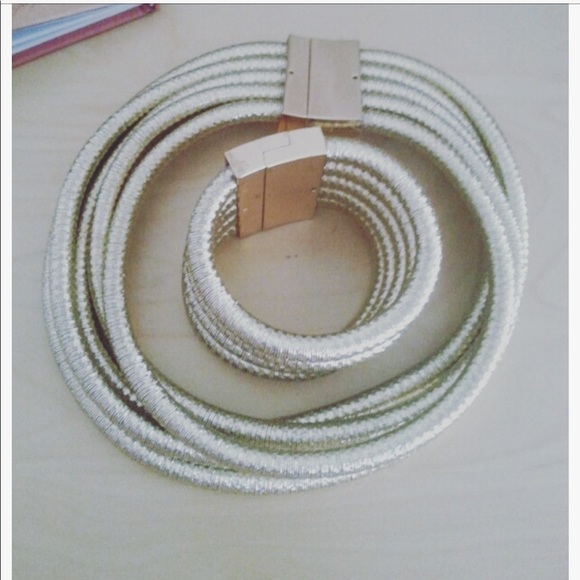 Silver plated Multi layer choker and bracelet set - Picture 4 of 6