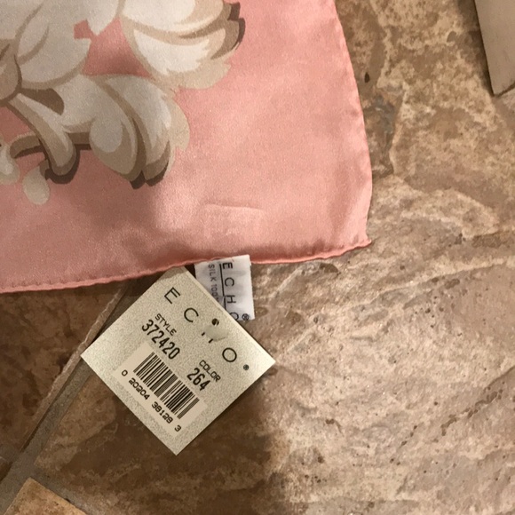 💖3x HP 💖Pink Echo 100% Silk Scarf Square VINTAGE - Picture 2 of 6