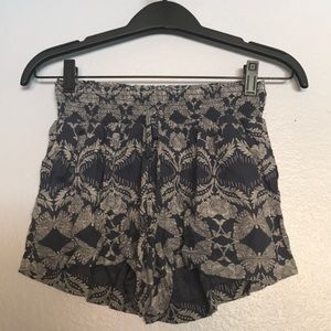 Blue with white flower detail flowy summer shorts