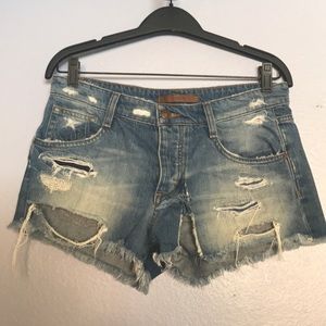 Vintage distressed denim shorts