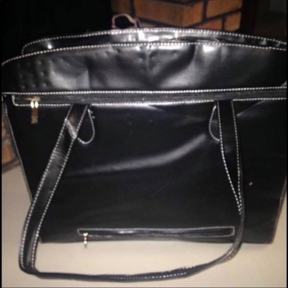 Black leather briefcase