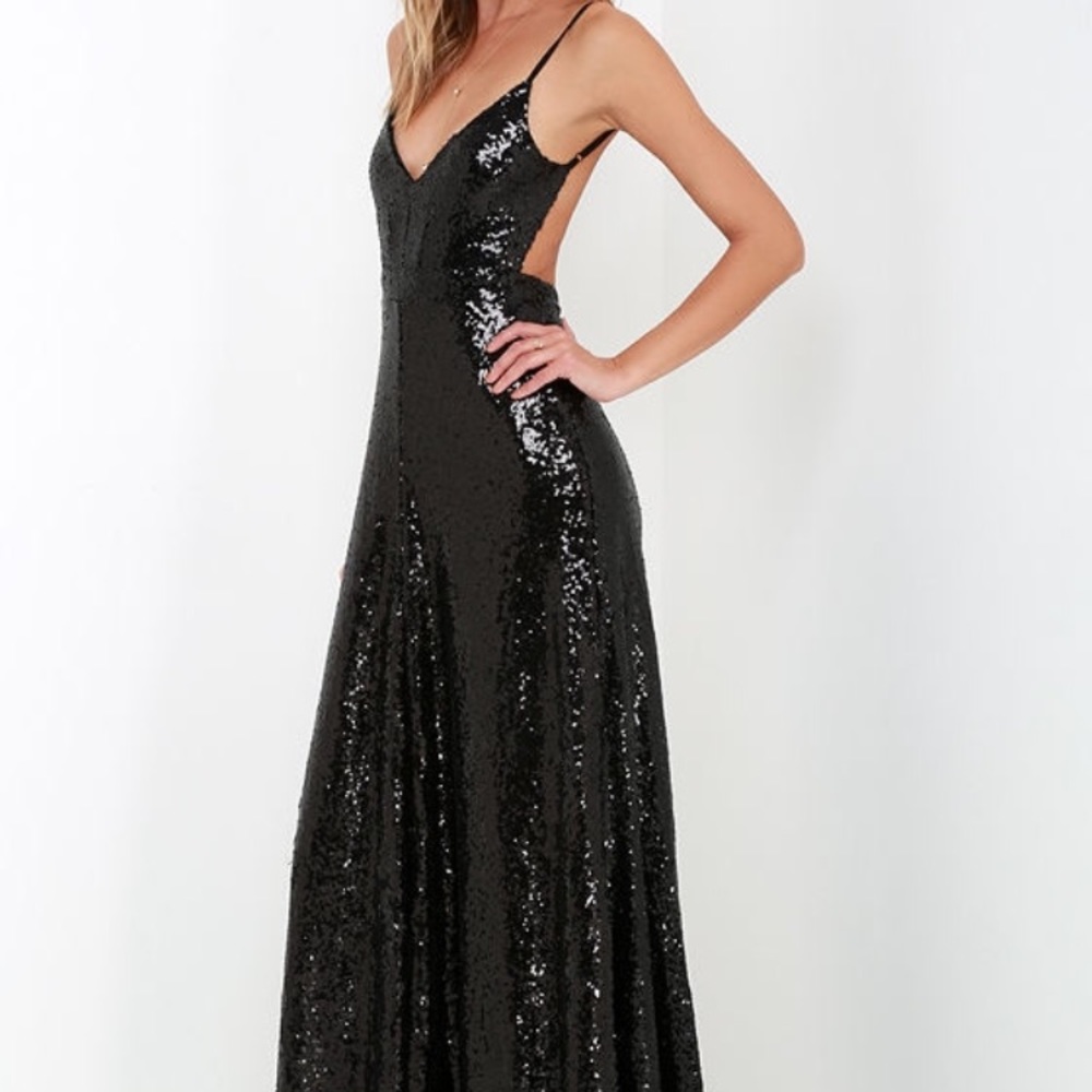 Lulu's Black Sequin Dress