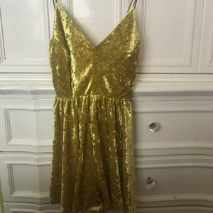 Urban outfitters yellow velvet romper
