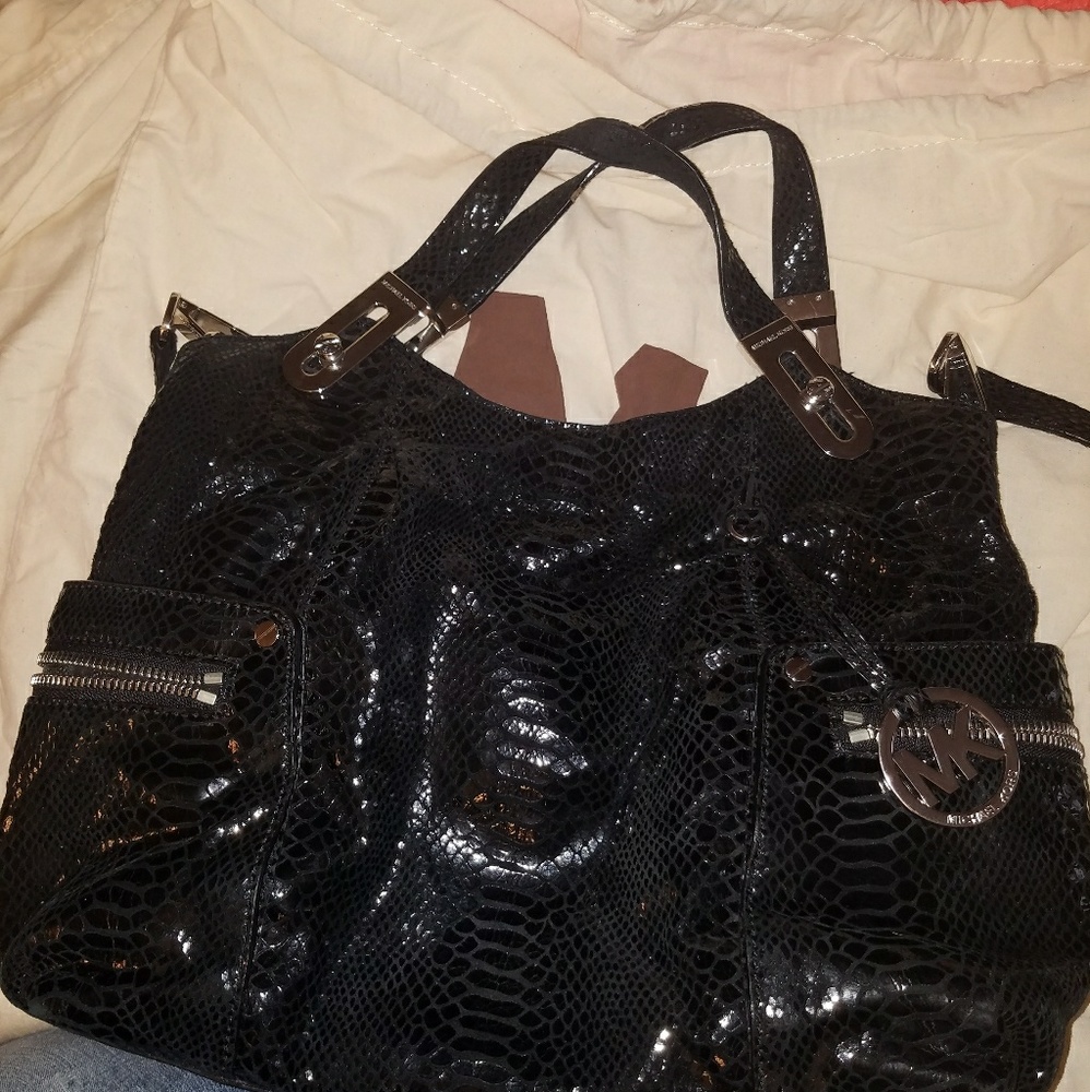 Michael Kors black python purse
