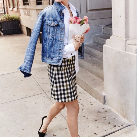 Highwaisted White Black Plaid Checkered Mini Skirt - Picture 2 of 6