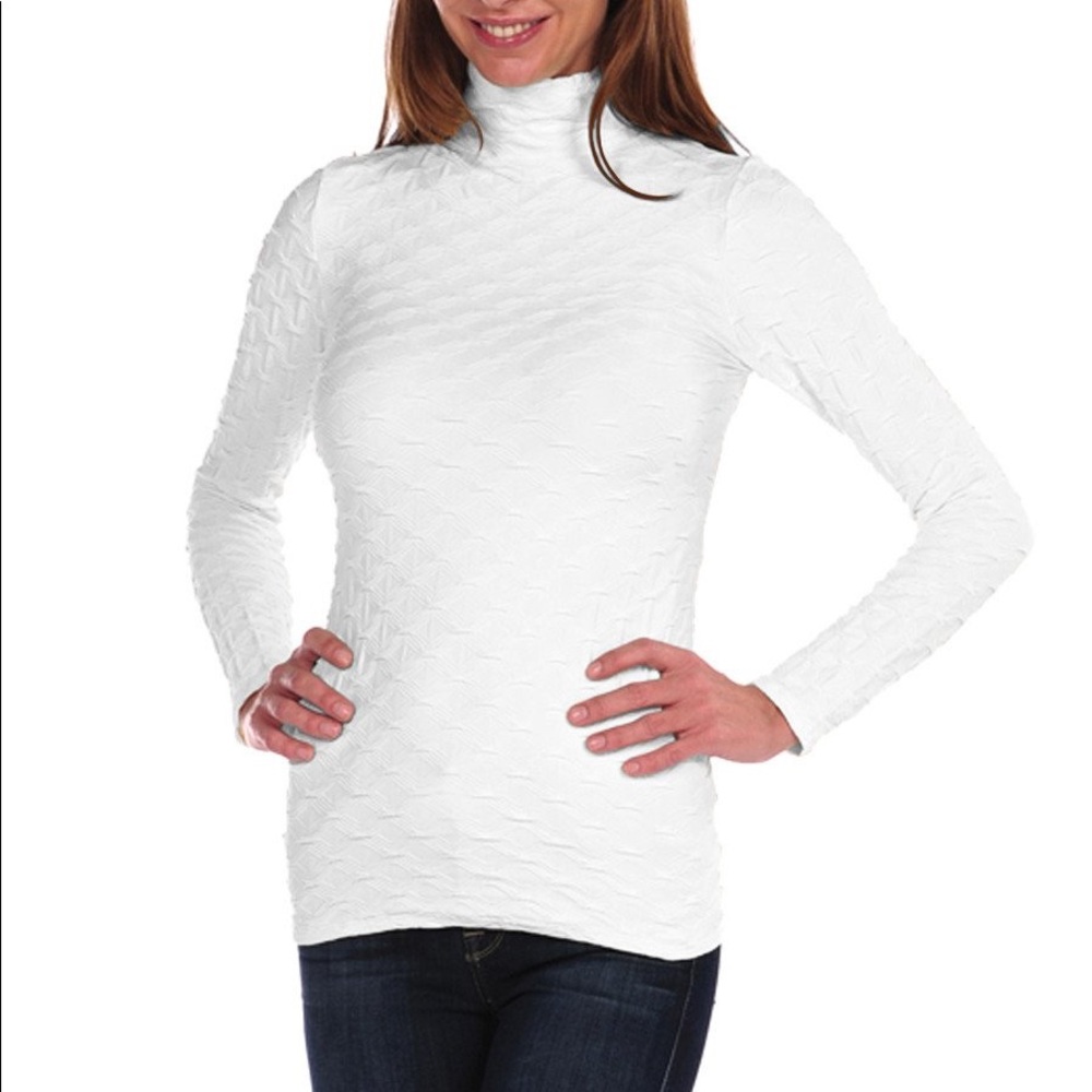 Tees By Tina Lattice Textured LS Mock Neck OneSize