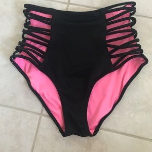 VIctorias Secret PINK black hiwaisted swim bottom
