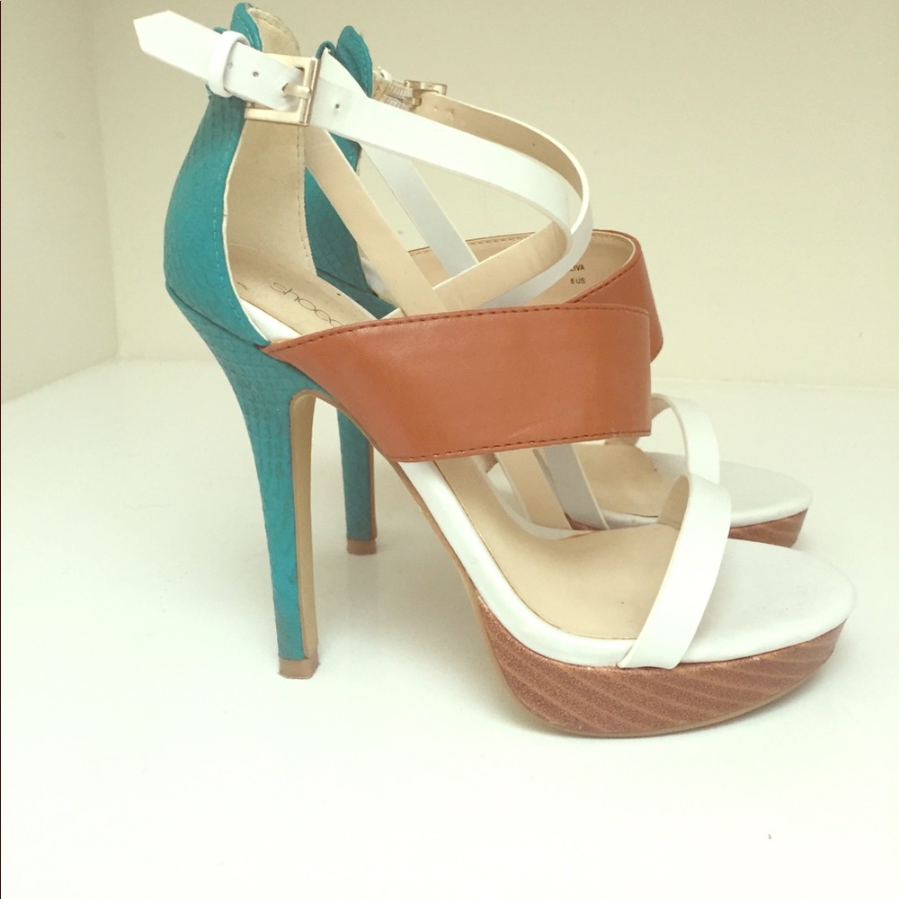 Teal heel sandals