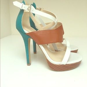 Teal heel sandals