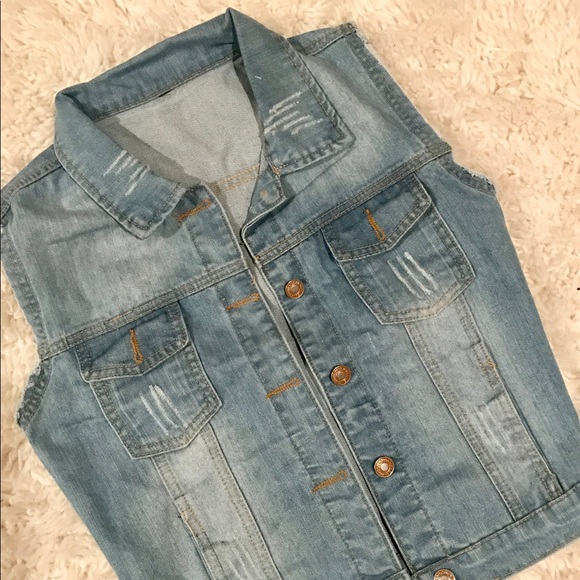 (Last one) Distressed Denim jean Vest - Picture 2 of 4