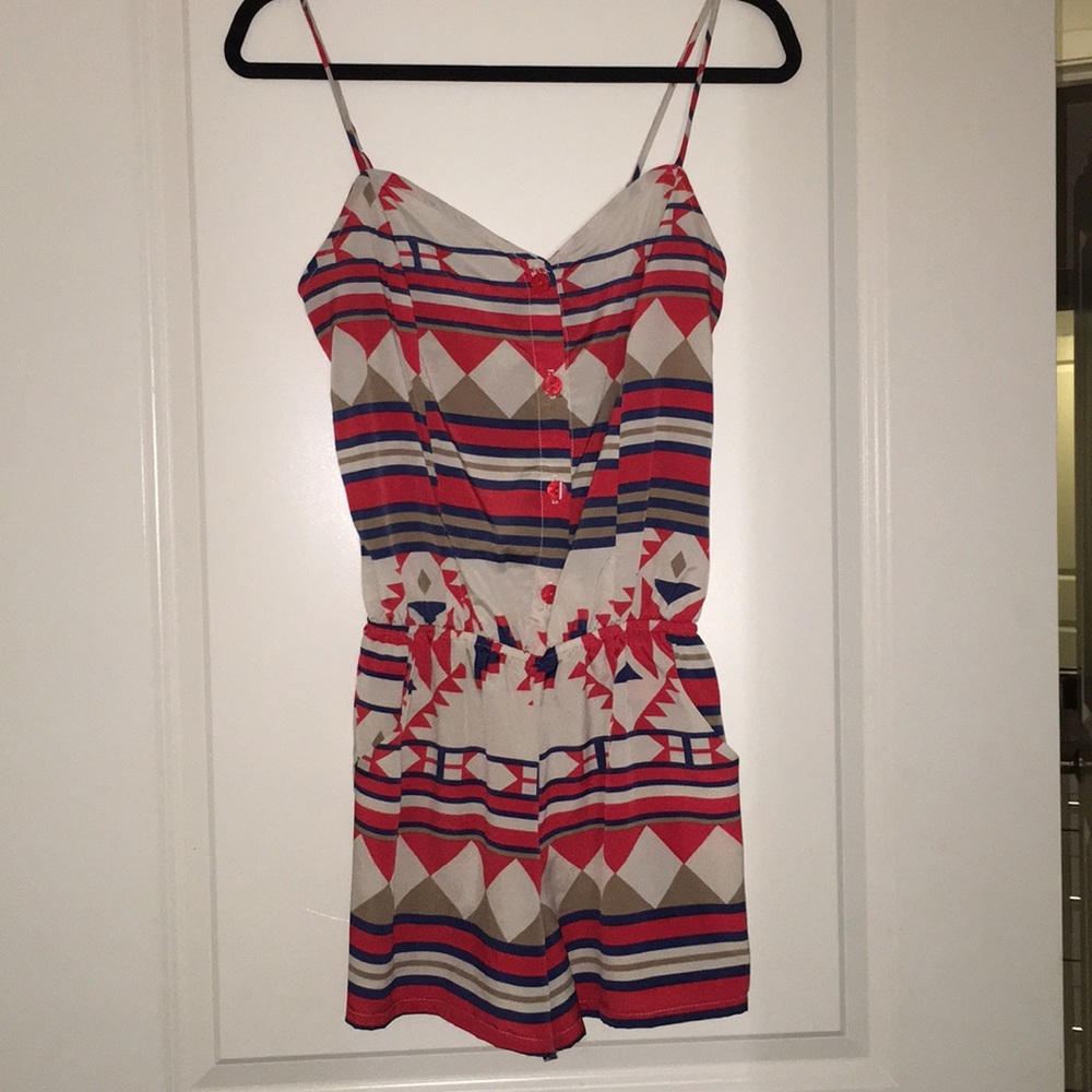 Patterned tank top romper