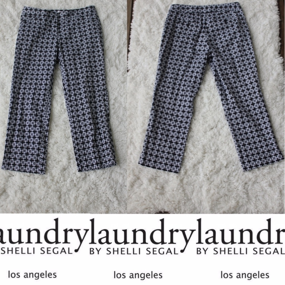 Laundry By Shelli Segal Black & White Printed Crop