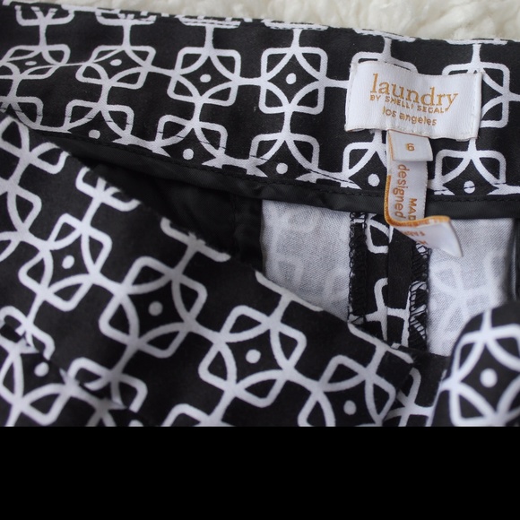Laundry By Shelli Segal Black & White Printed Crop - Picture 4 of 8