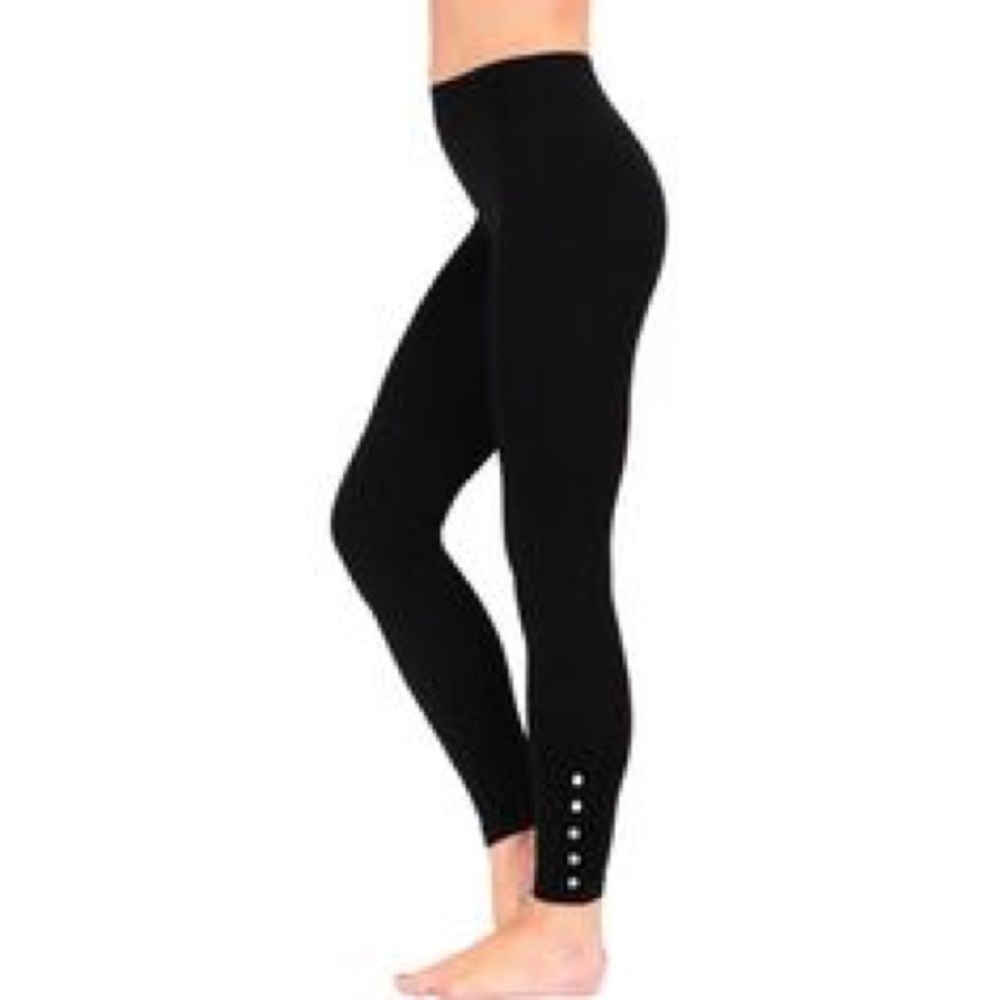 Tees By Tima Sorbtek Solid Black Stud Leggings