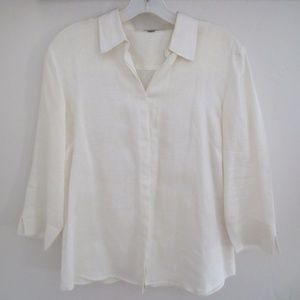 White linen button down shirt