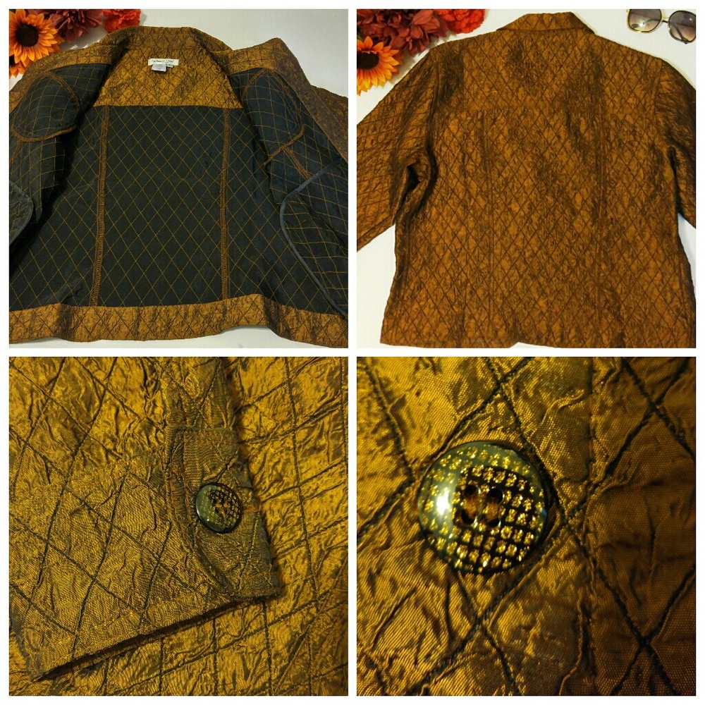 Coldwater Creek Bronze Glitter Button Shiny Blazer - Picture 3 of 4
