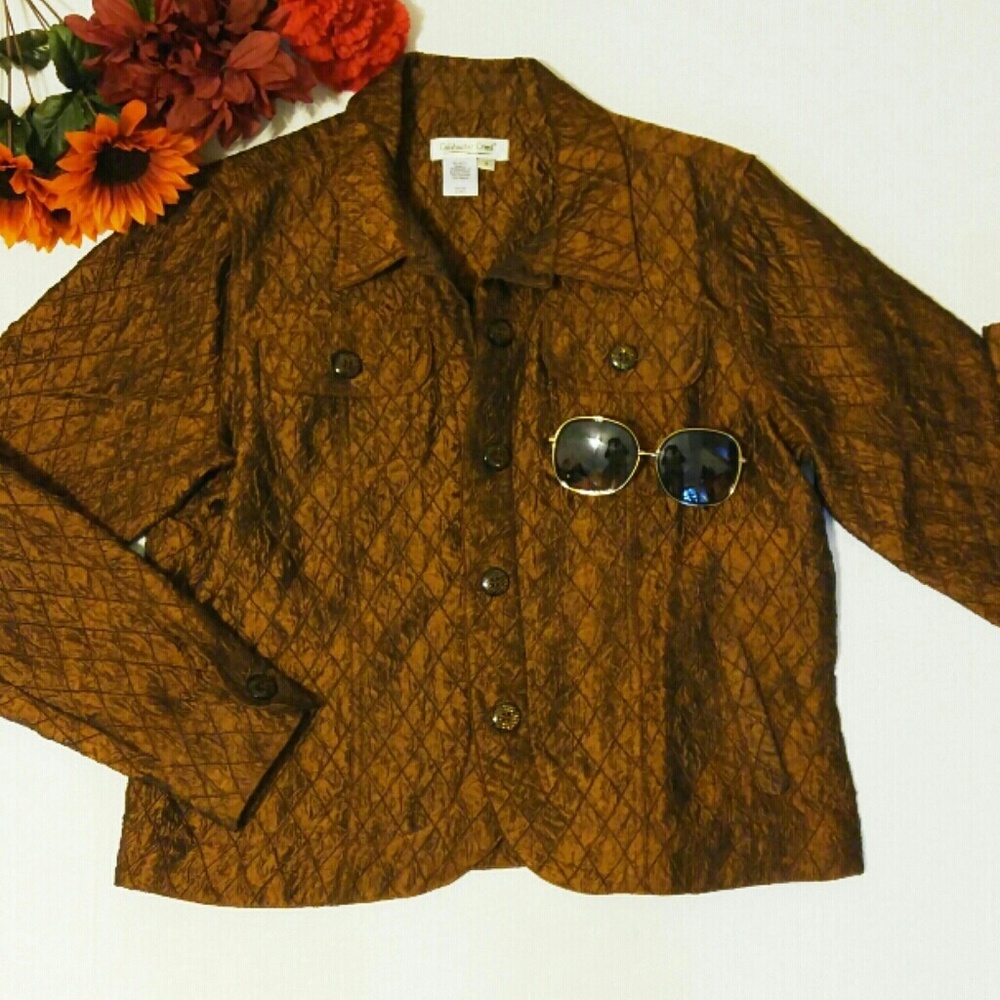 Coldwater Creek Bronze Glitter Button Shiny Blazer - Picture 4 of 4