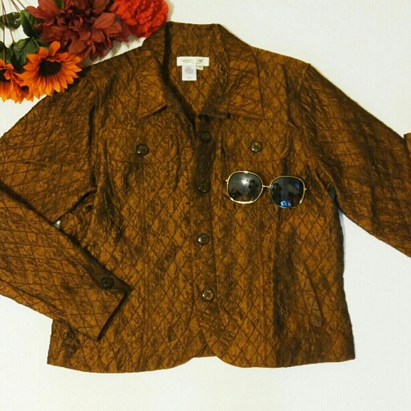 Coldwater Creek Bronze Glitter Button Shiny Blazer - Picture 4 of 4