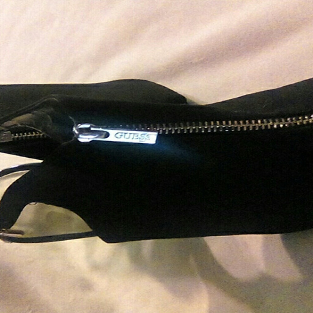 Guess black suede zip front heels sz 9 - Picture 1 of 4