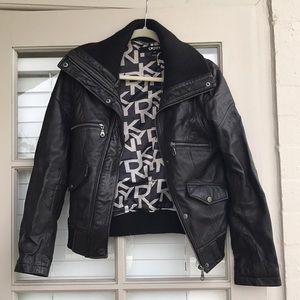 DKNY dark brown leather jacket