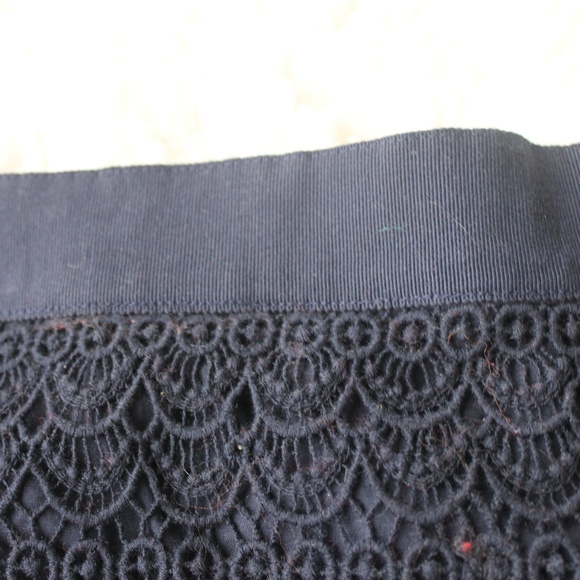 LOFT a-line skirt navy zip up back elastic waist - Picture 5 of 8