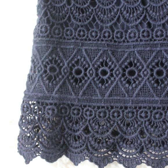 LOFT a-line skirt navy zip up back elastic waist - Picture 8 of 8