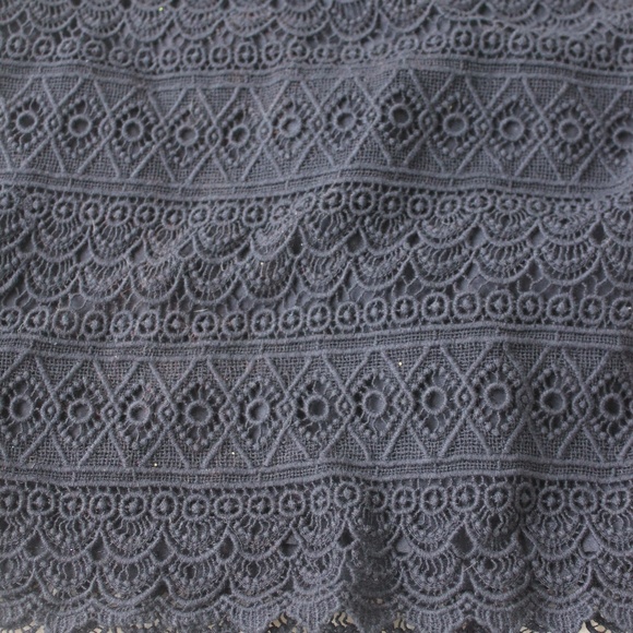 LOFT a-line skirt navy zip up back elastic waist - Picture 3 of 8