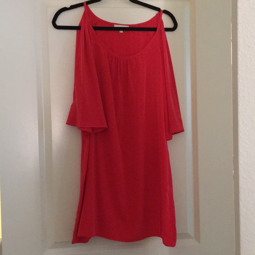 Coral open sleeve dress