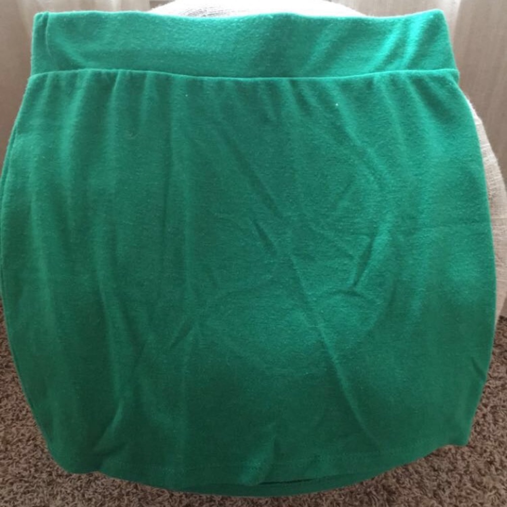 Green mini skirt