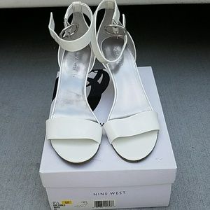 white patent leather sandals