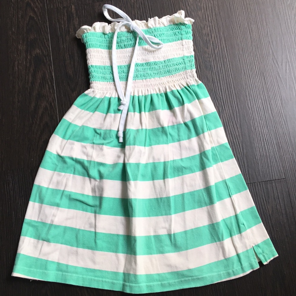 ⚠️Girls Turquoise/White Striped Cover Up Dress (L)