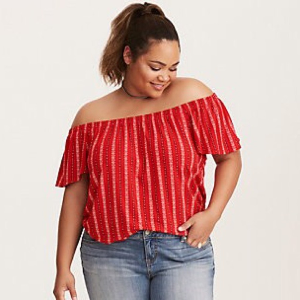 NWT Torrids red off shoulder top