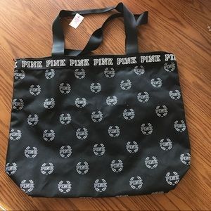 NWT Victoria Secert Pink Black Zipper Bag A2305