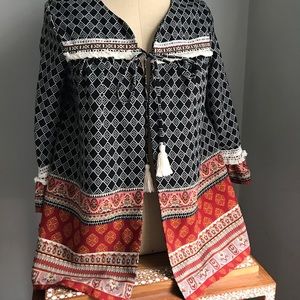 Xhilaration for Target Printed 3/4 Sleeve Kimono S
