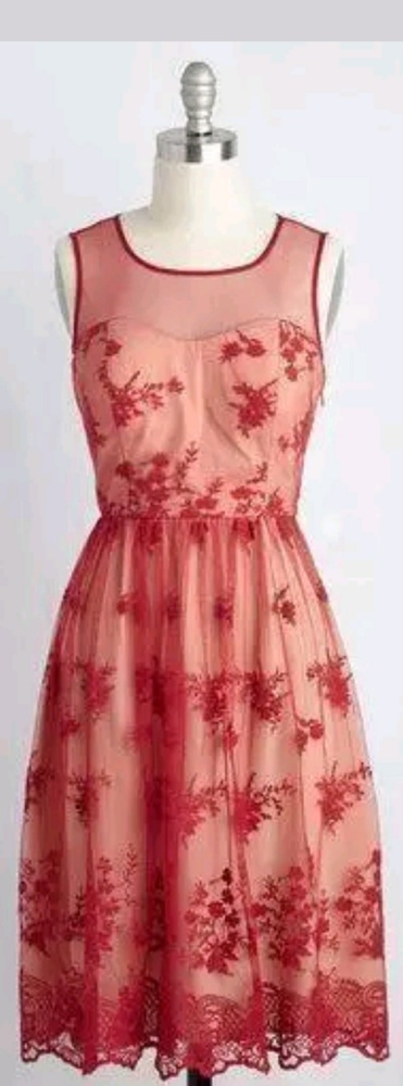Modcloth cherished charm lace dress in Red
