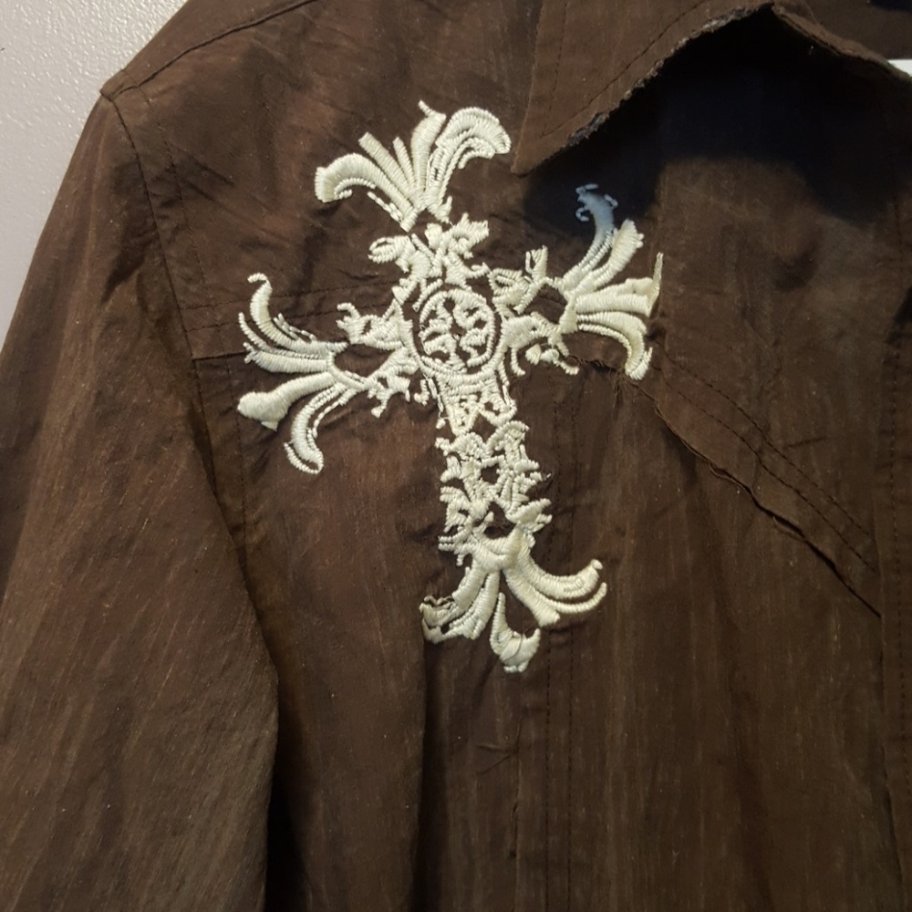 Roar embroidered button down shirt