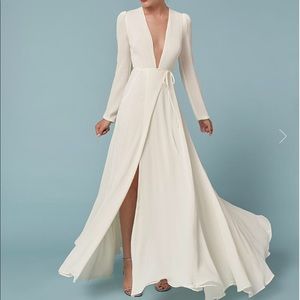 NWT REFORMATION THEA WHITE LS WRAP DRESS -SZ LARGE