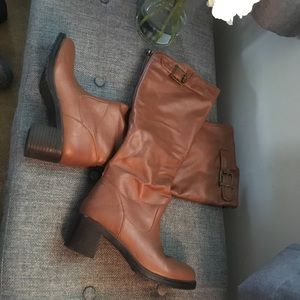 Brown faux leather boots (wider calf) Brown faux leather boots (wider calf)