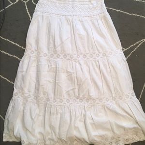 White flowy maxi skirt