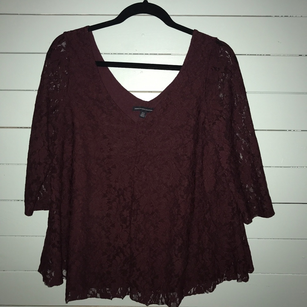 American Eagle lace overlay top
