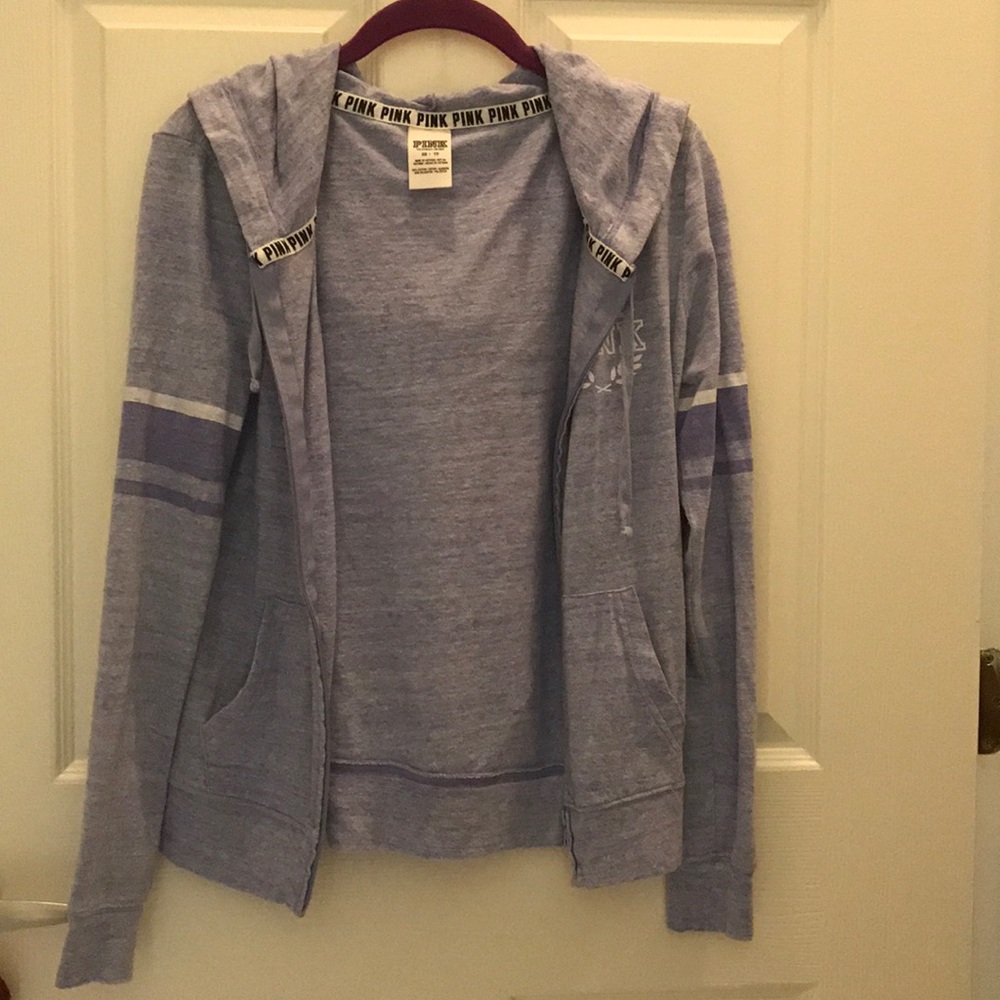 PINK VS lightweight jersey full-zip hoodie blue!