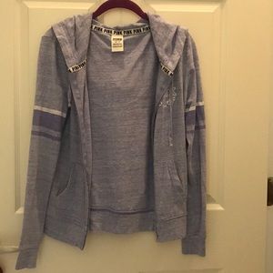 PINK VS lightweight jersey full-zip hoodie blue!