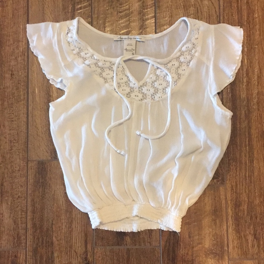 American Rag Top with Breezy Cap Sleeves and Tie